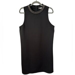 Socialite Sleeveless Beaded Neck Shift Dress Little Black Dress